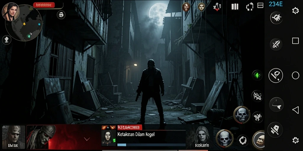 Tampilan gameplay menakutkan dari 234E dengan suasana mencekam.