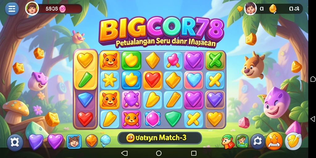 Tangkapan layar gameplay seru dalam BIGCOR78, penuhi tantangan Match-3.