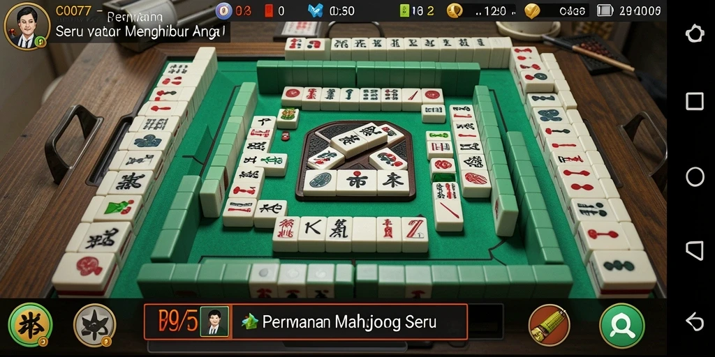 Screenshot C0077 menampilkan gameplay menawan dalam permainan Mahjong.