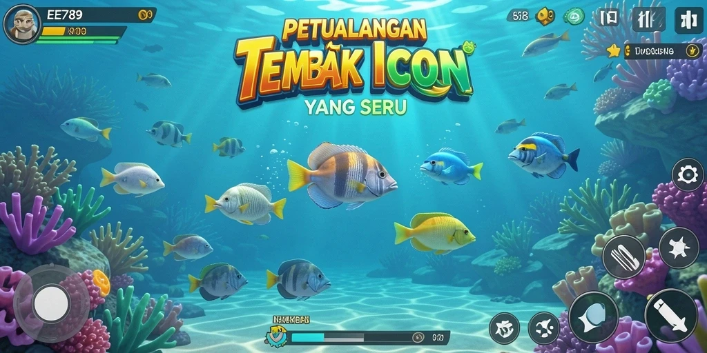Tampilan gameplay EE789 yang penuh aksi di lautan.