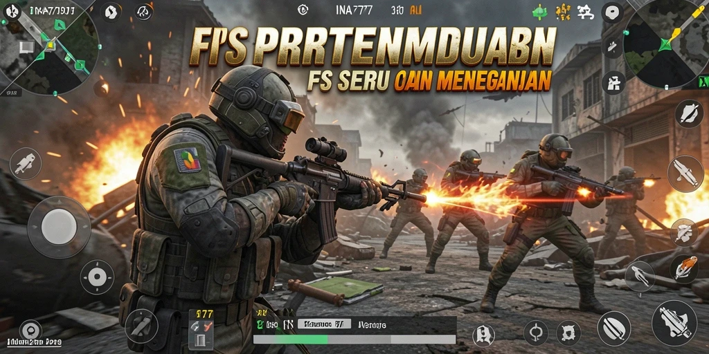 Tampilan gameplay menegangkan di <strong>INA777</strong> menunjukkan aksi pertempuran FPS.