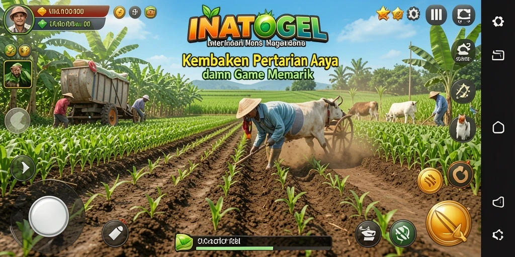 Gameplay menampilkan aktivitas bercocok tanam dan panen di INATOGEL.