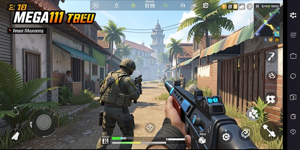 Tampilan gameplay intens dan aksi menembak seru di MEGA111.