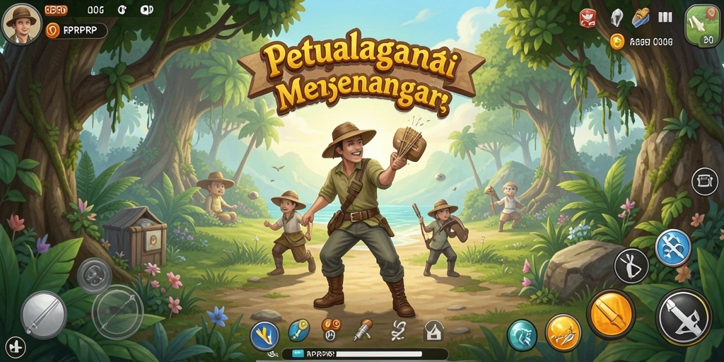Screenshot gameplay RPRPRP yang menggambarkan suasana santai dan menyenangkan.