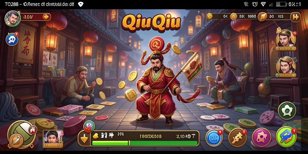 Screenshot menunjukkan pemain bersaing dalam permainan QiuQiu yang seru.