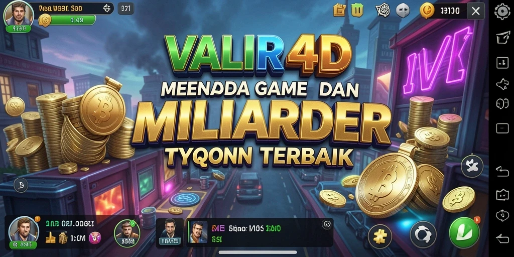 Screenshot utama gameplay VALIR4D yang menampilkan simulasi bisnis menarik.
